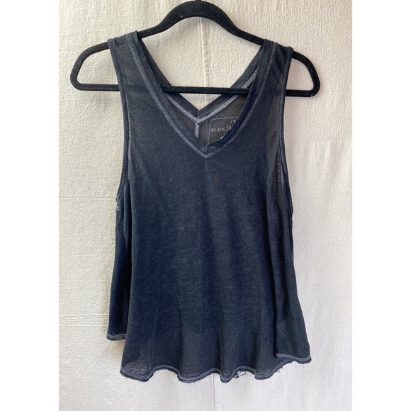 We The Free Breezy Charcoal Black Burnout Sleeveless Tank Raw Hem Small - Picture 6 of 12